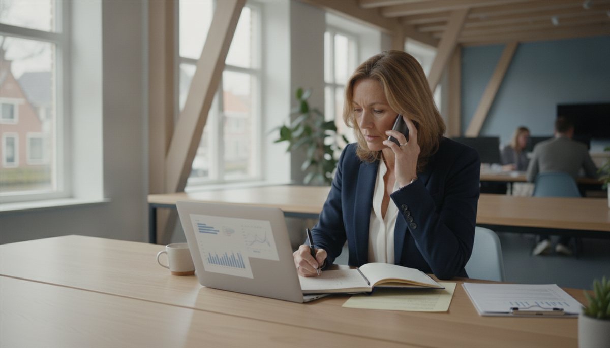 Twee mensen bespreken referenties van een leverancier