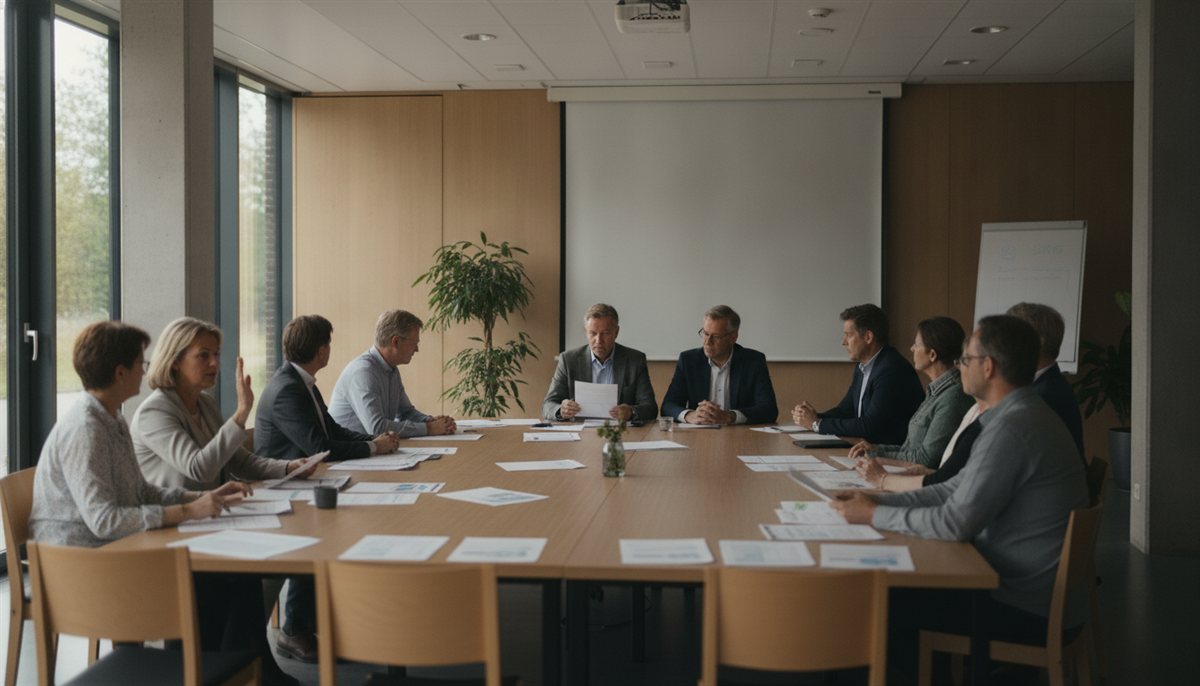 VvE-leden bekijken de vergaderstukken